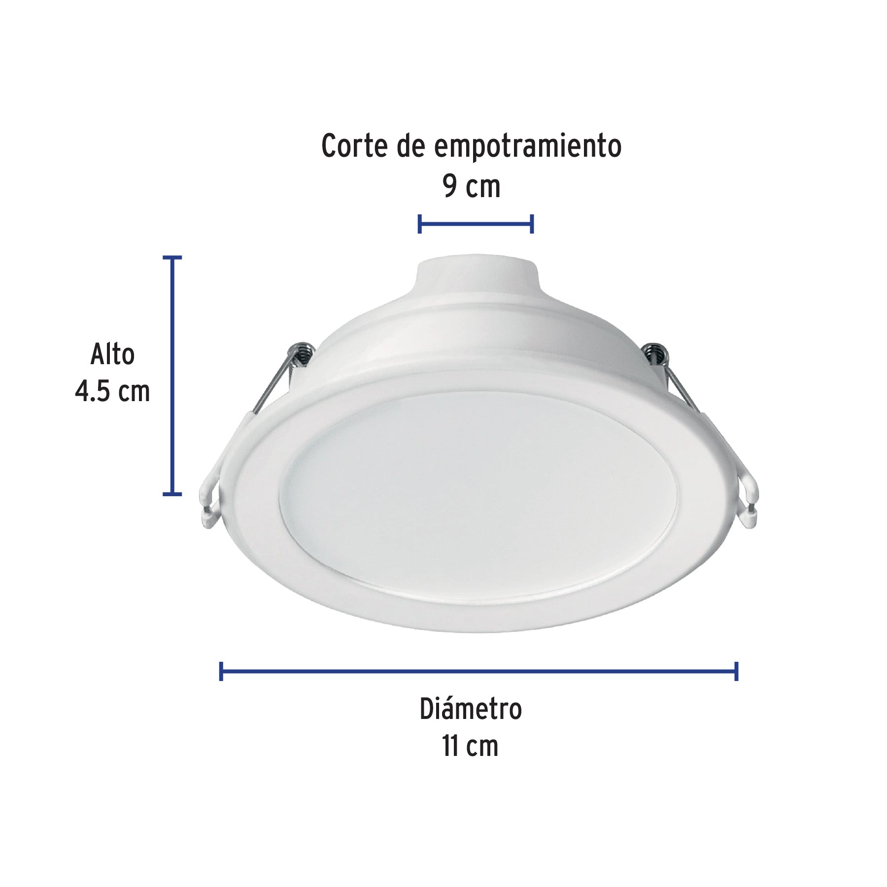 Luminario LED empotrado redondo, 7W, 6500K, Basic