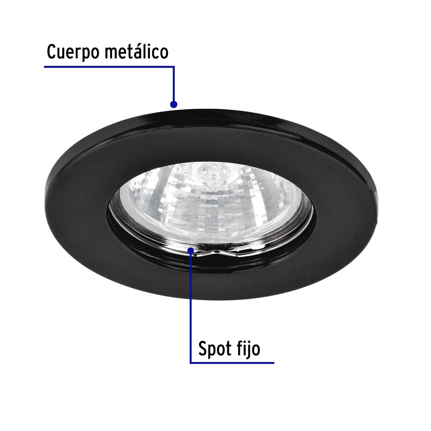 Empotrado, fijo, negro para MR16