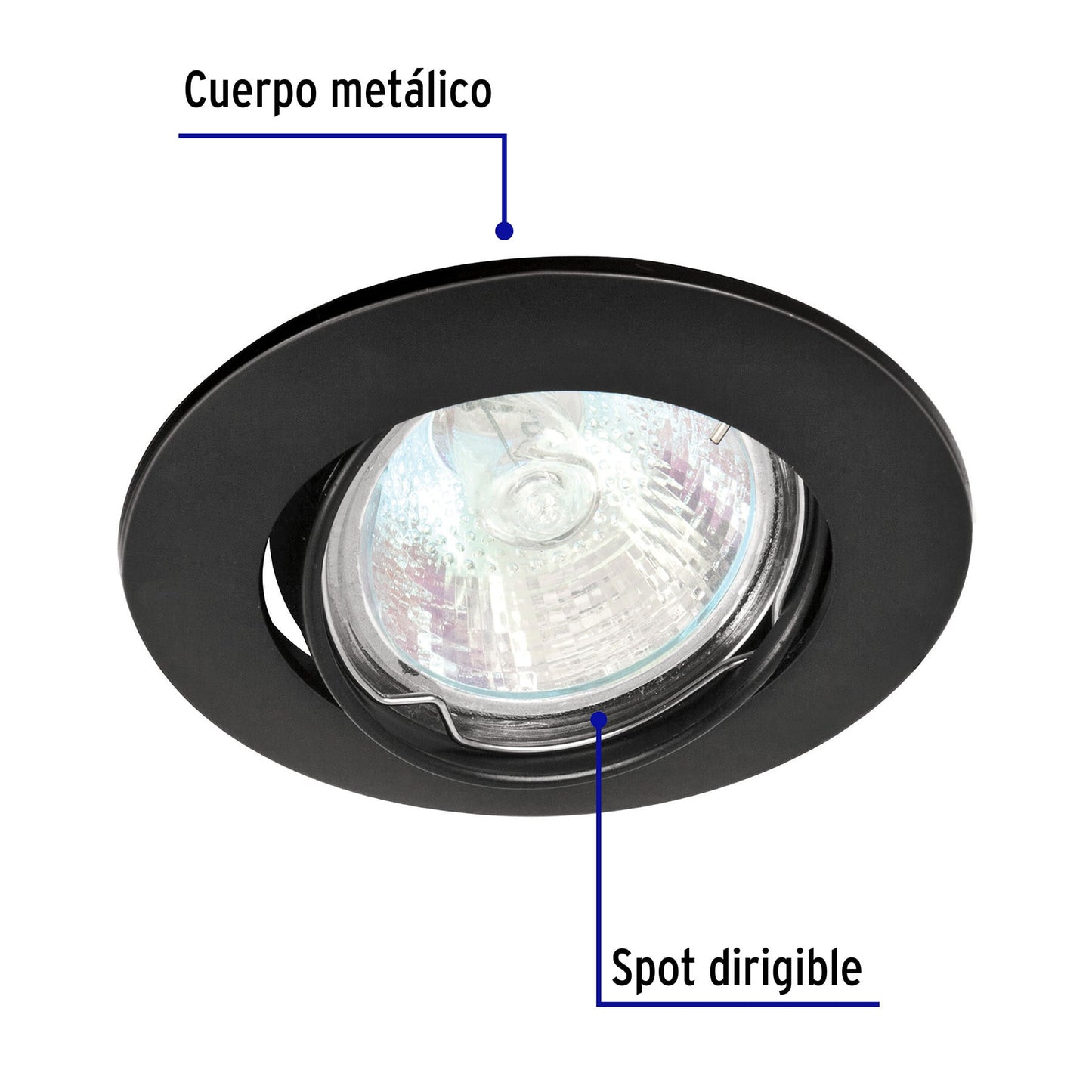 Empotrado, dirigible, negro para MR16