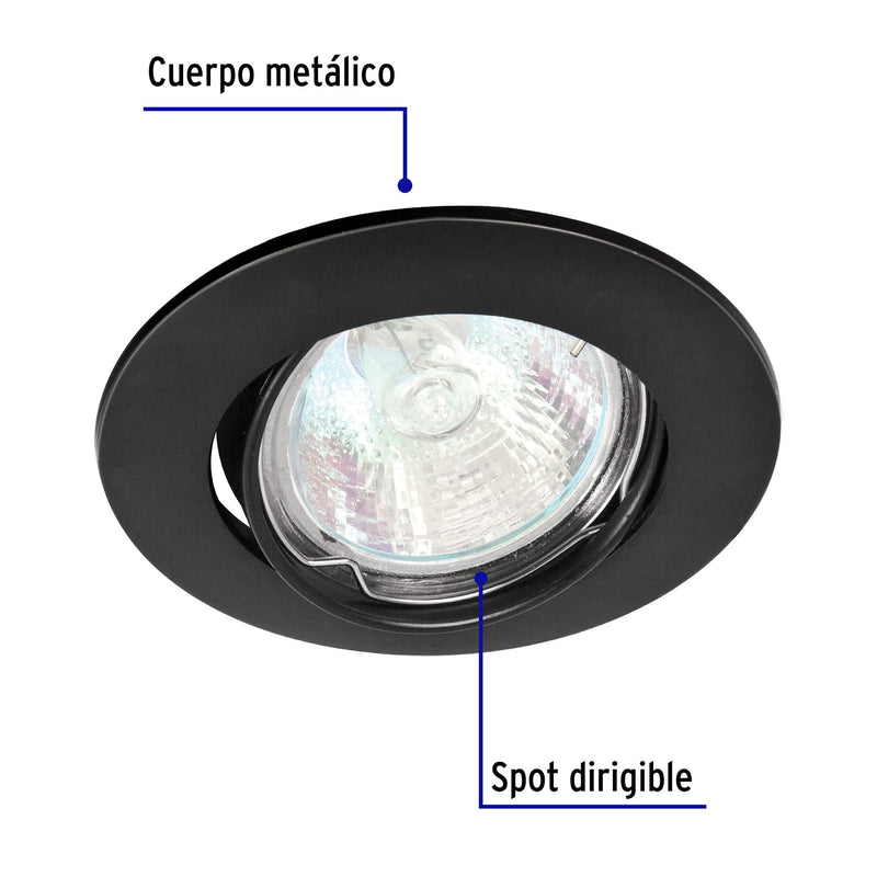 Empotrado, dirigible, negro para MR16