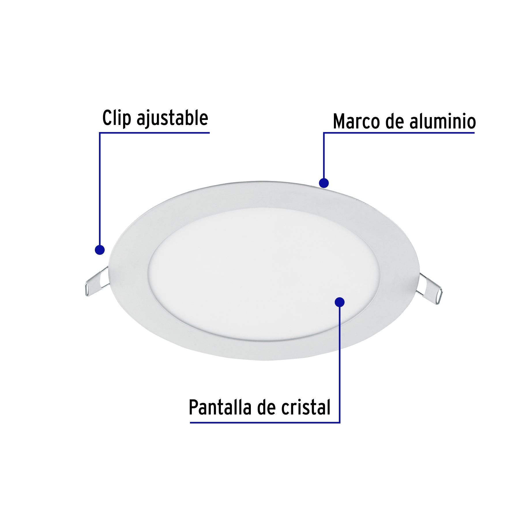 Luminario led slim de empotrar redondo, 6500K, 12W