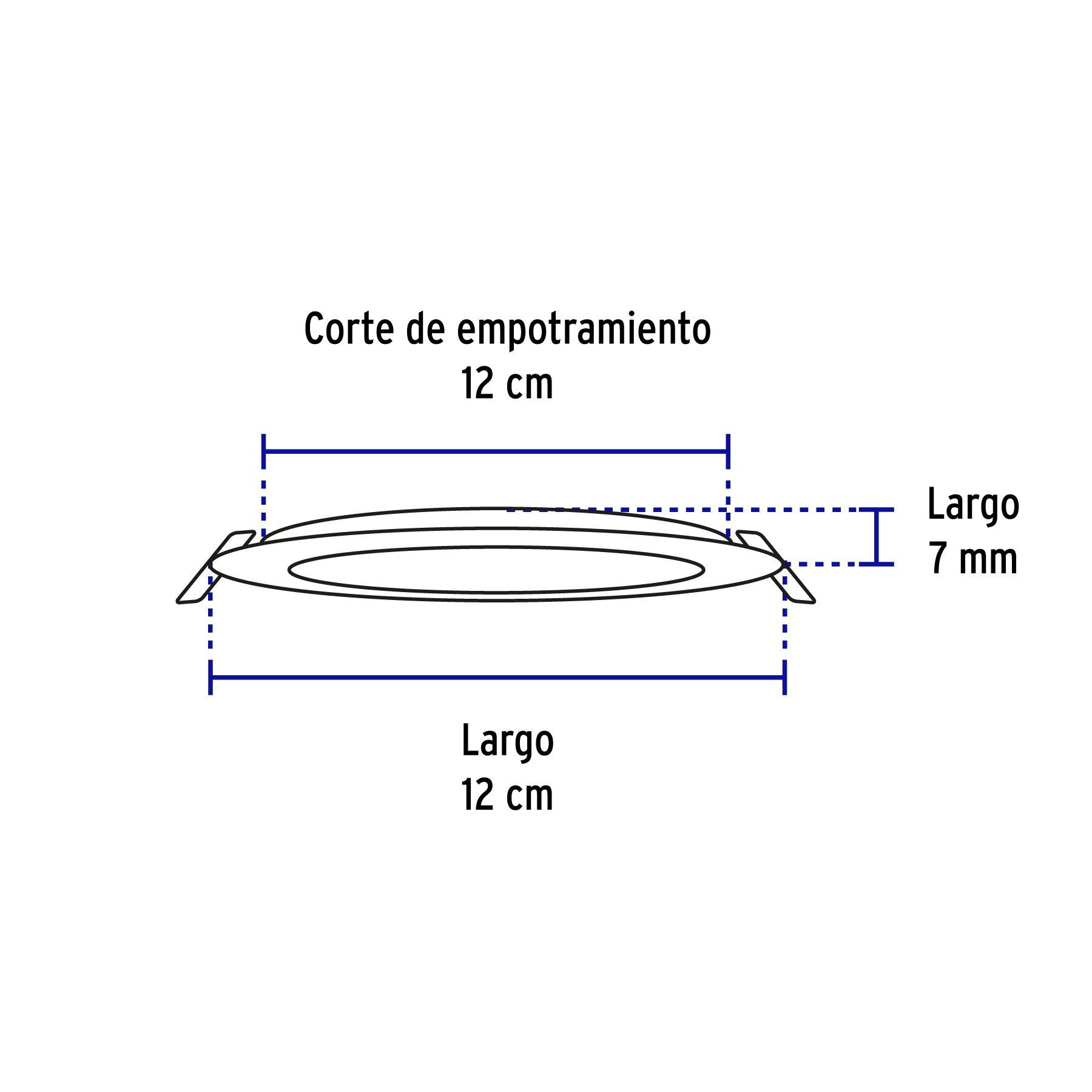 Luminario led slim de empotrar redondo, 6500K, 12W