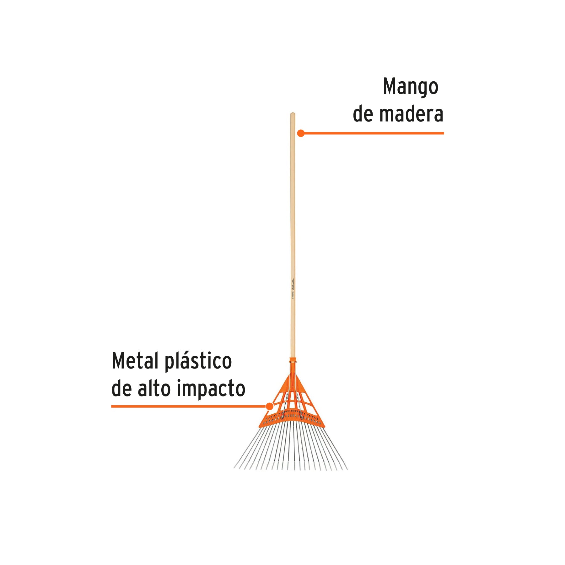 Escoba metal/plástica 22 dientes, cabeza recta, alto impacto