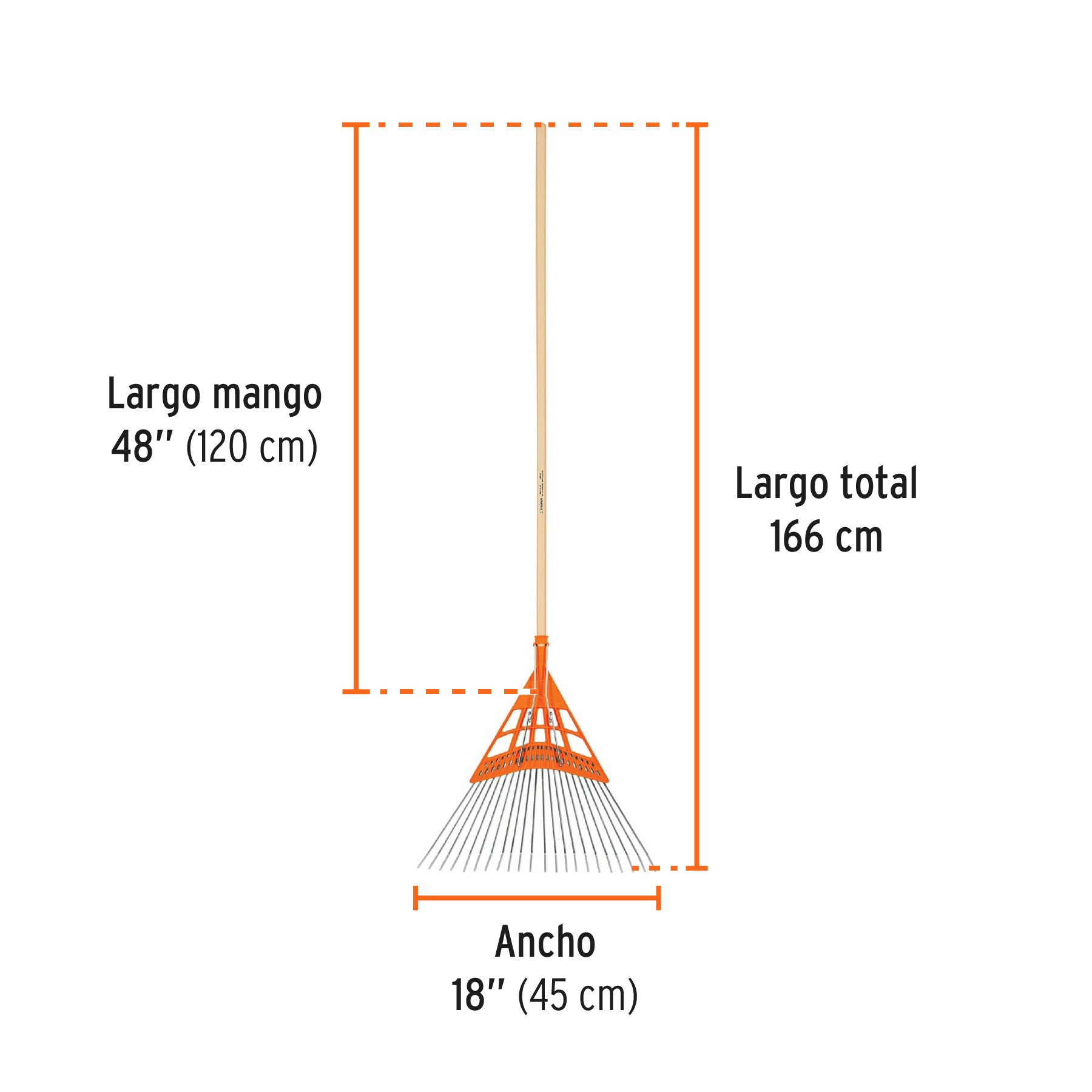 Escoba metal/plástica 22 dientes, cabeza recta, alto impacto