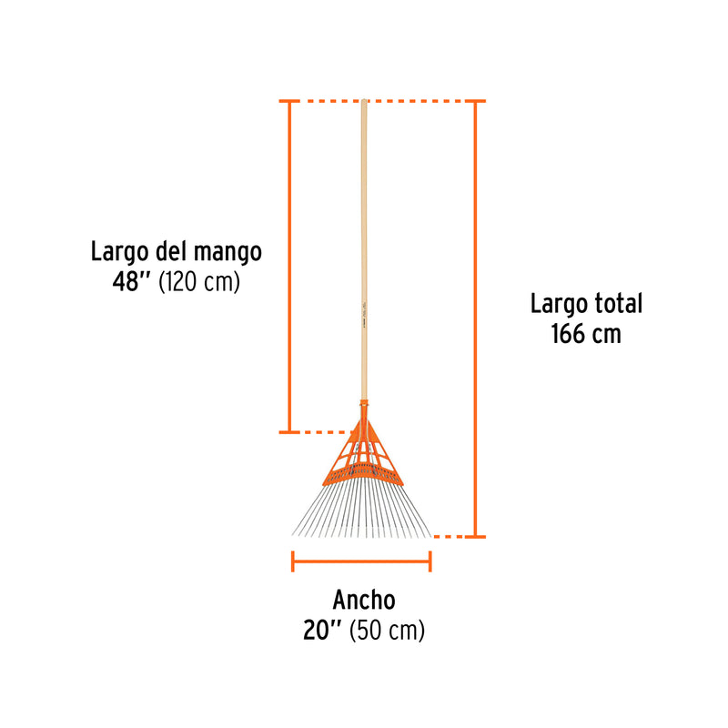 Escoba metal/plástica 22 dientes, cabeza recta, alto impacto