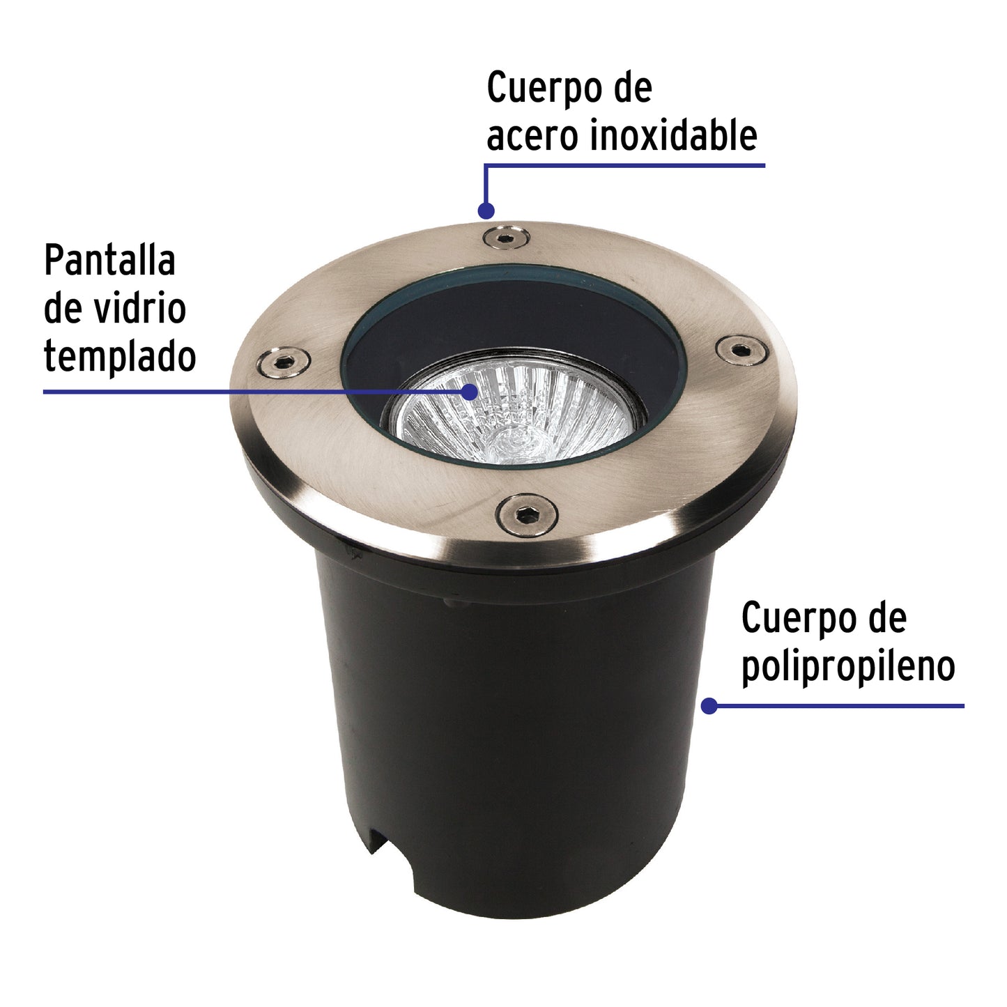 Empotrado en piso, exterior, cilíndrico, spot, 1xMR16GU5.3
