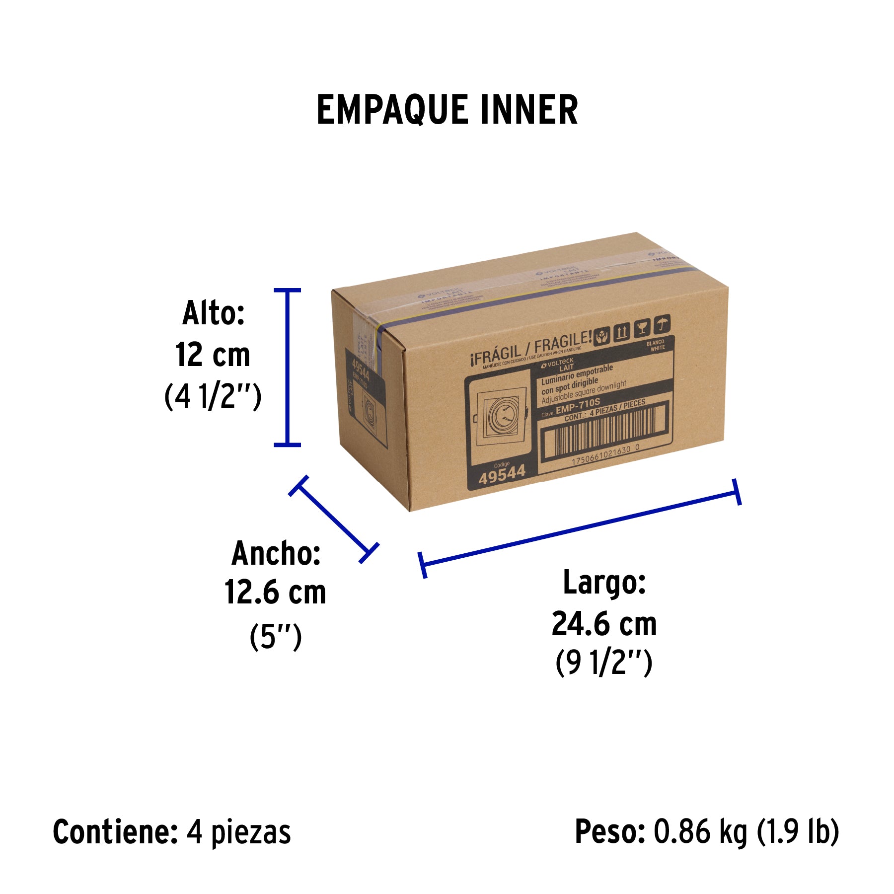 Luminario empotrable con 1 spot dirigible, blanco, VOLTECK