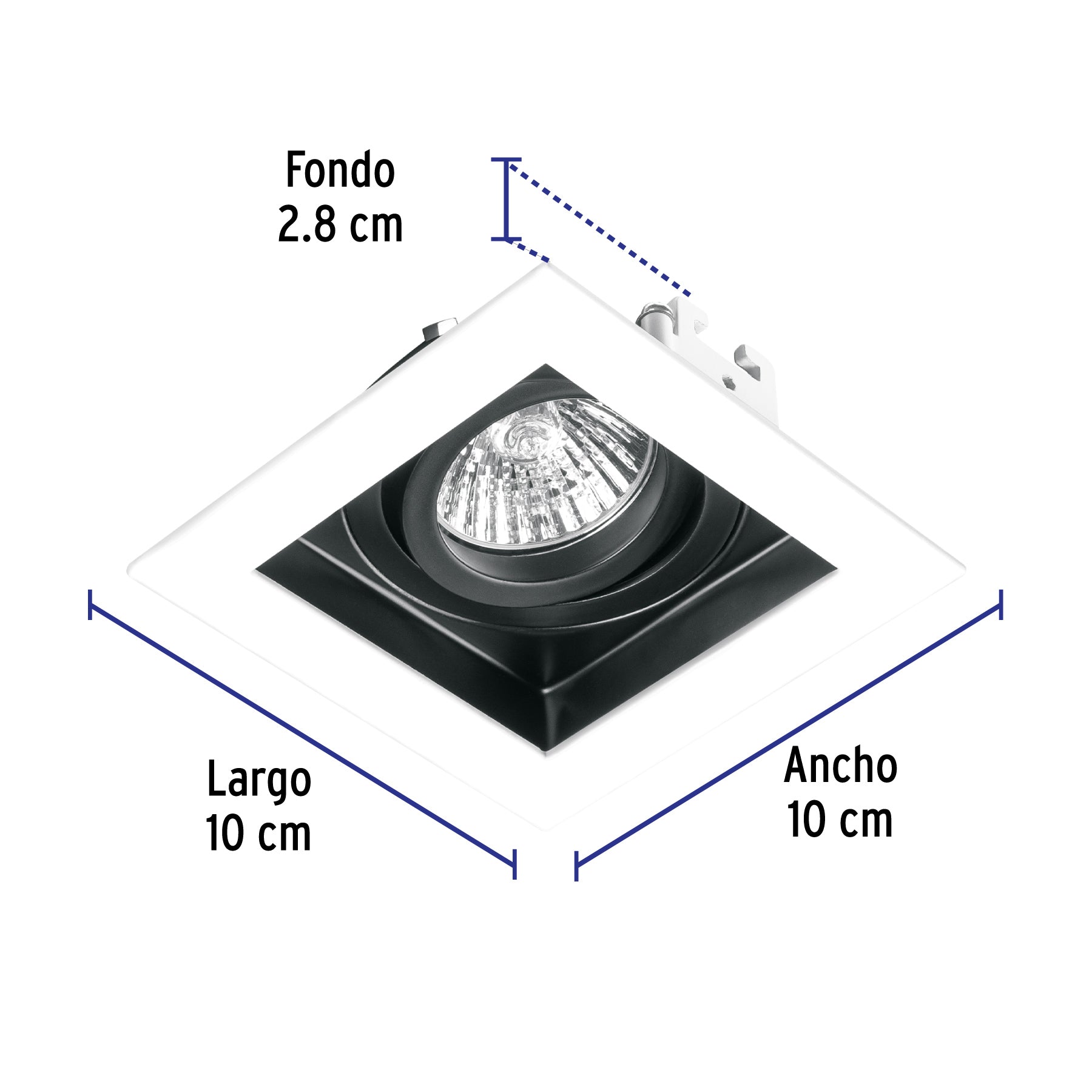 Luminario empotrable con 1 spot dirigible, blanco, VOLTECK