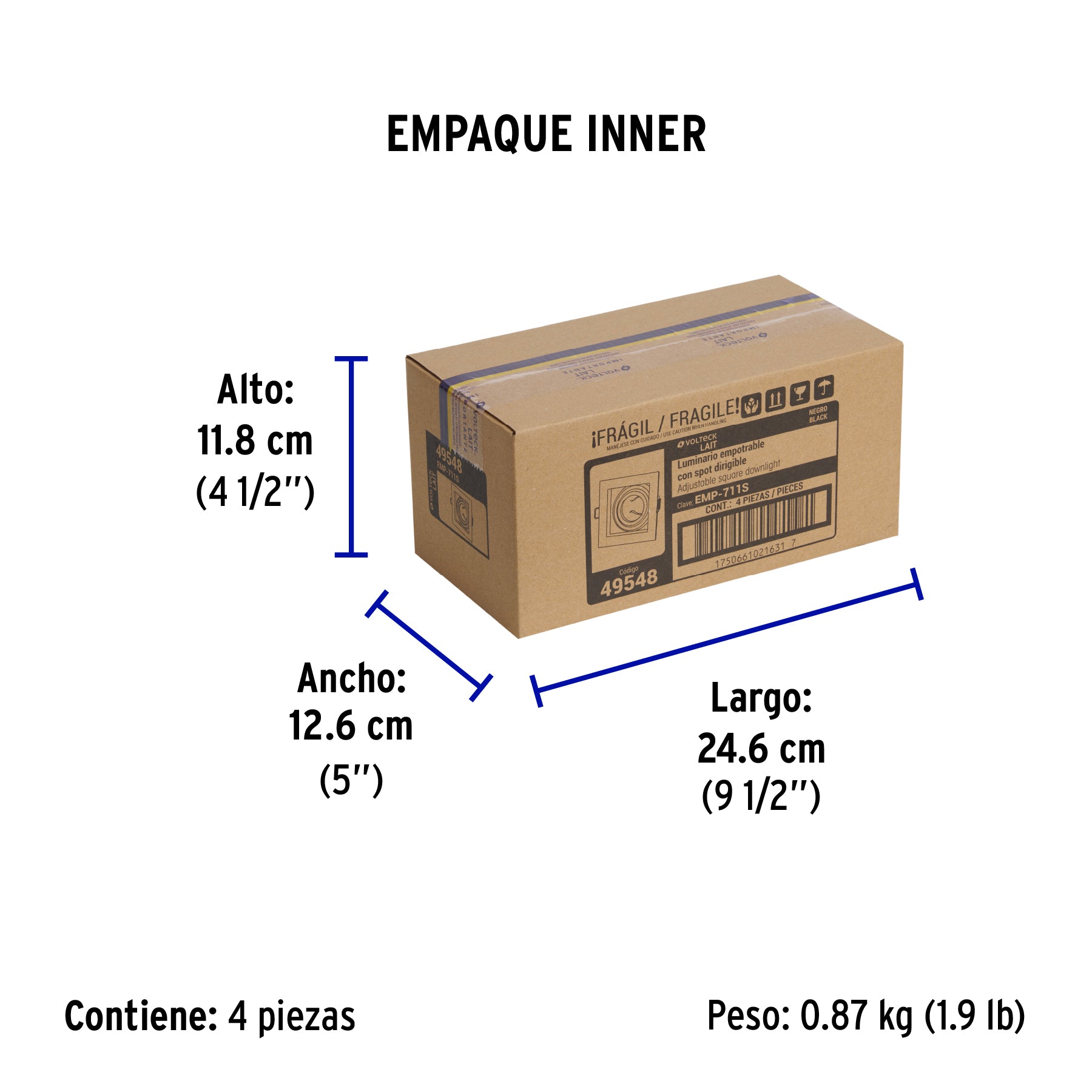 Luminario empotrable con 1 spot dirigible, negro, VOLTECK