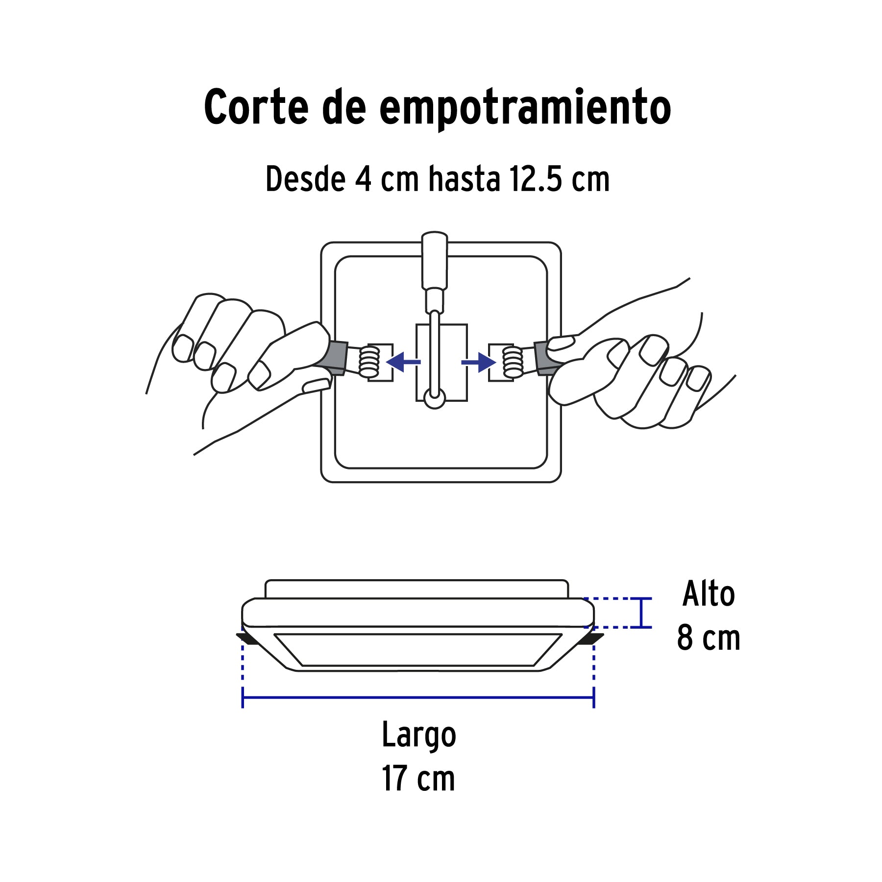 Luminario LED empotrable ajustable 15 W, cuadrado luz de día