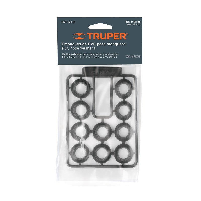 Empaques de hule para manguera, medida standard, 10 piezas