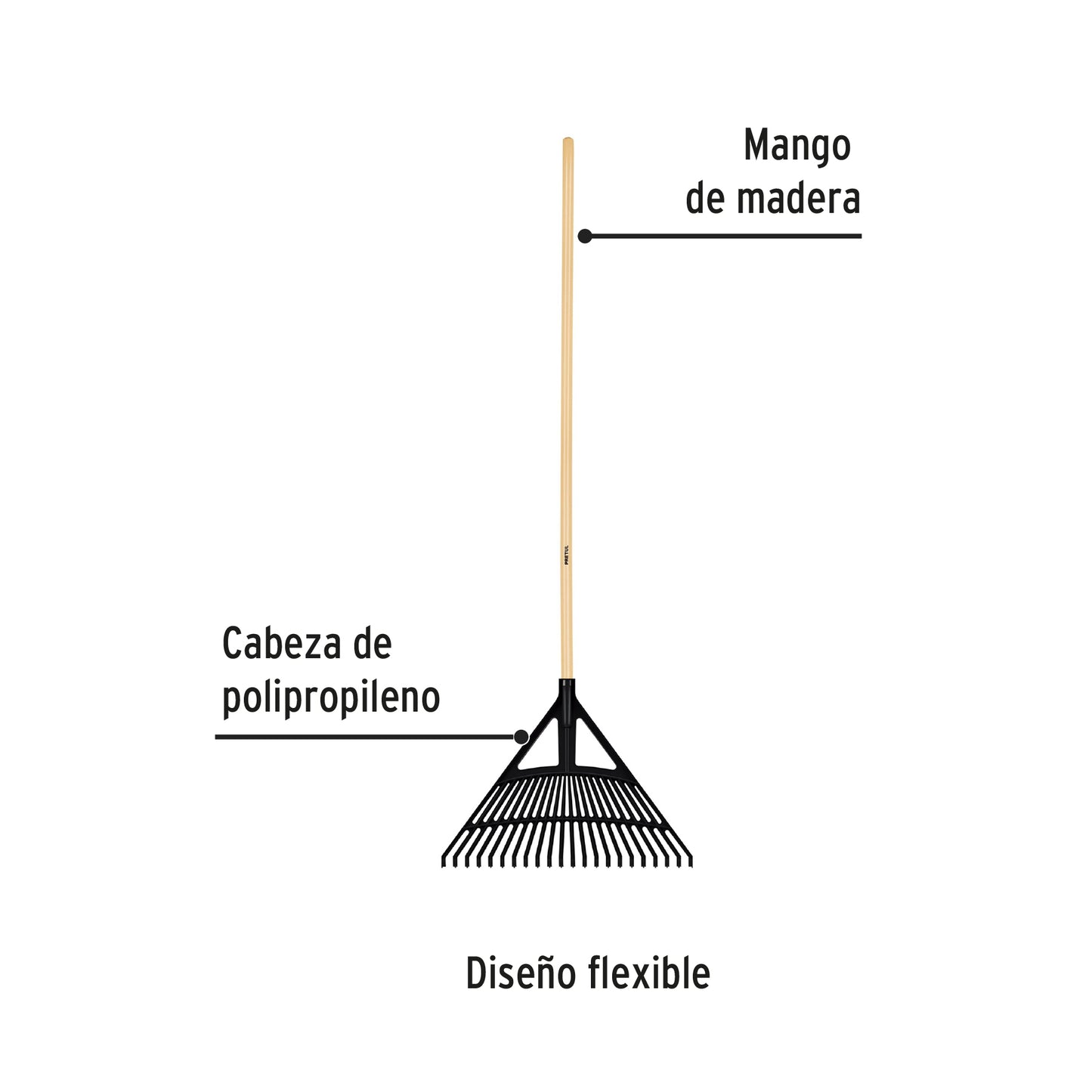 Escoba de polipropileno con 22 dientes, pretul