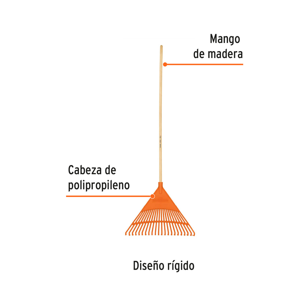Escoba plástica de 22 dientes, rígida