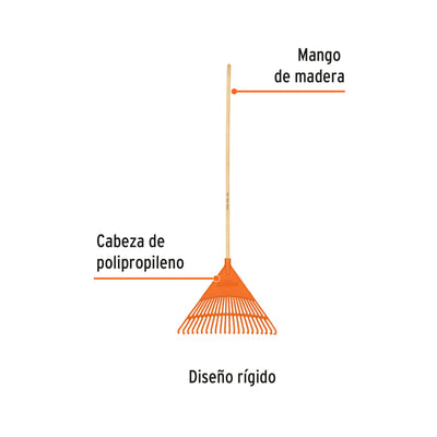 Escoba plástica de 22 dientes, rígida
