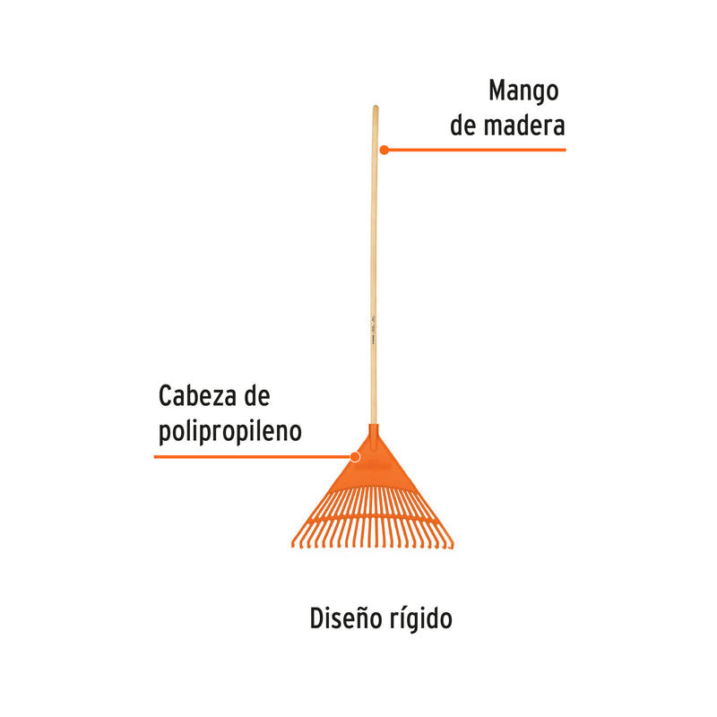 Escoba plástica de 22 dientes, rígida