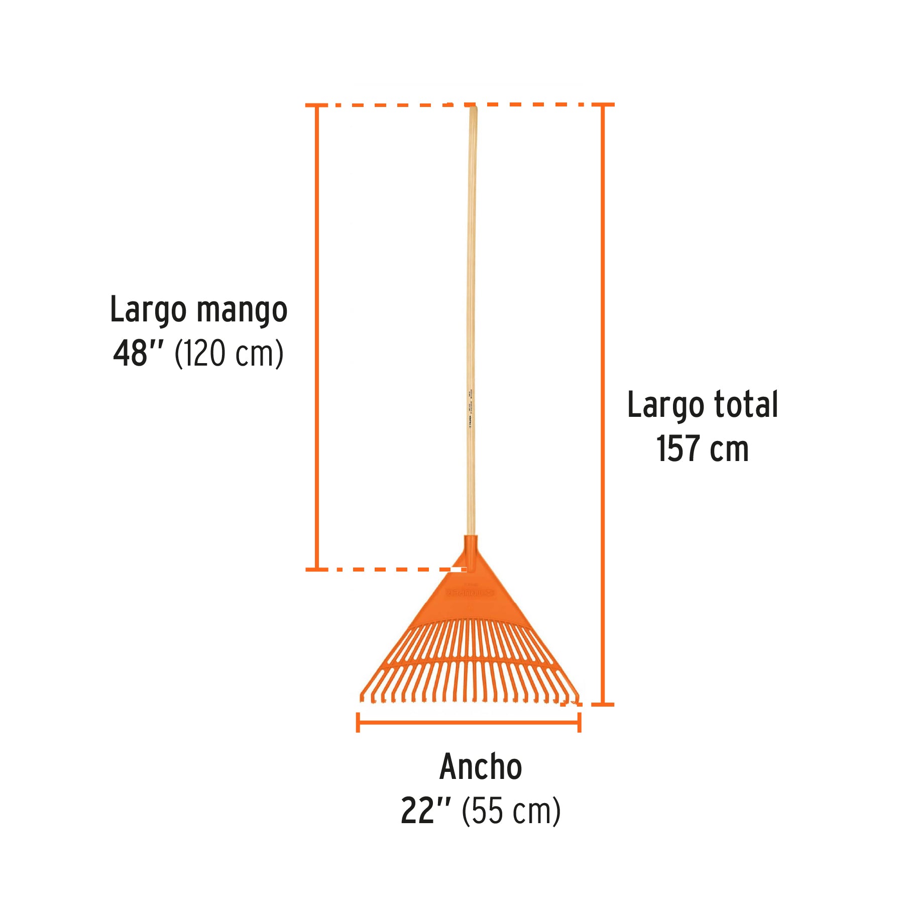 Escoba plástica de 22 dientes, rígida