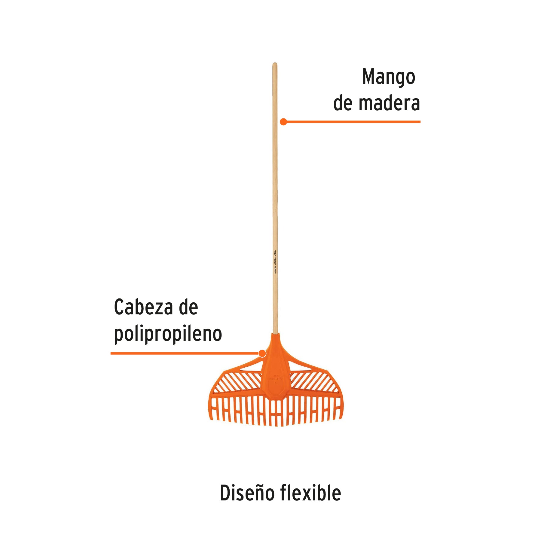 Escoba plástica de 23 dientes, rígida, cabeza reforzada