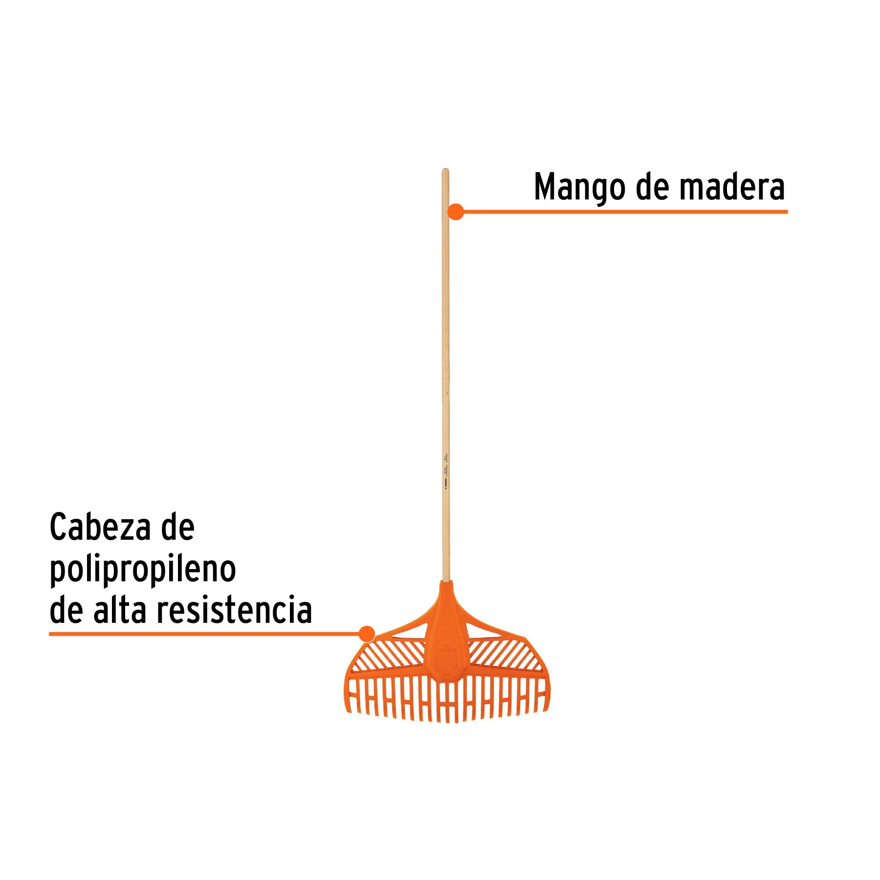 Escoba plástica de 23 dientes, rígida, cabeza reforzada