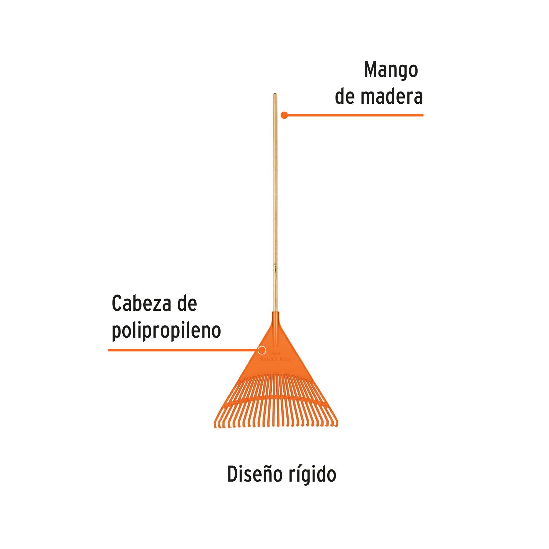 Escoba plástica de 26 dientes, rígida