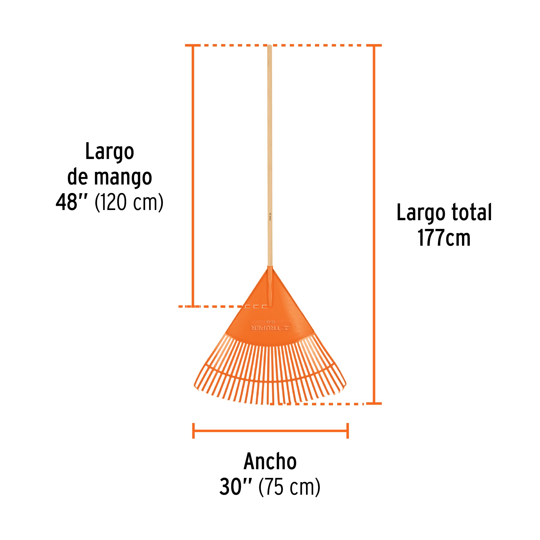 Escoba de polipropileno con 30 dientes, alto impacto