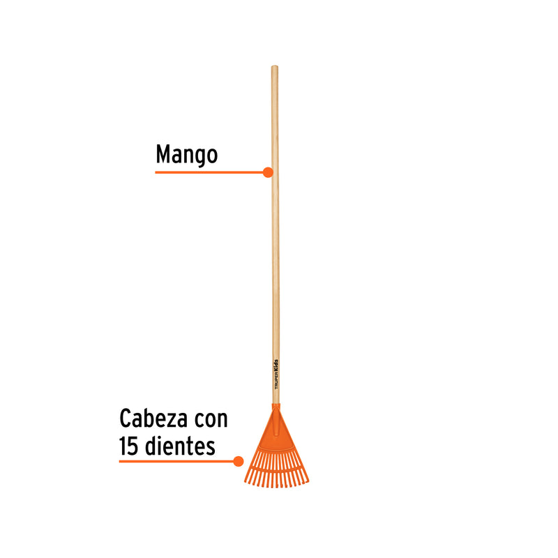 Escoba de jardín para niños, mango 42"