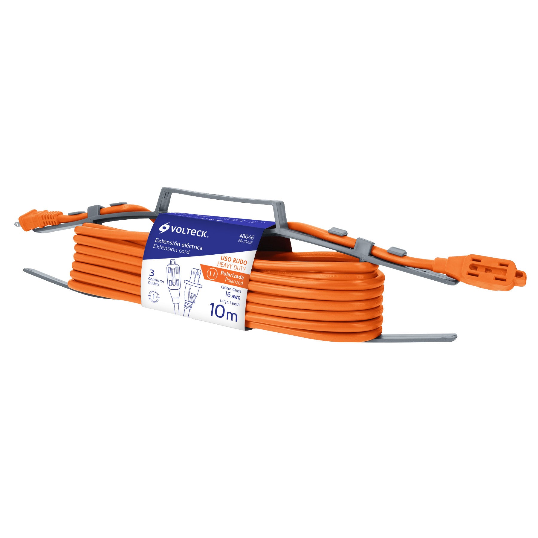 Extensión eléctrica uso rudo, 10 m, calibre 16, Volteck