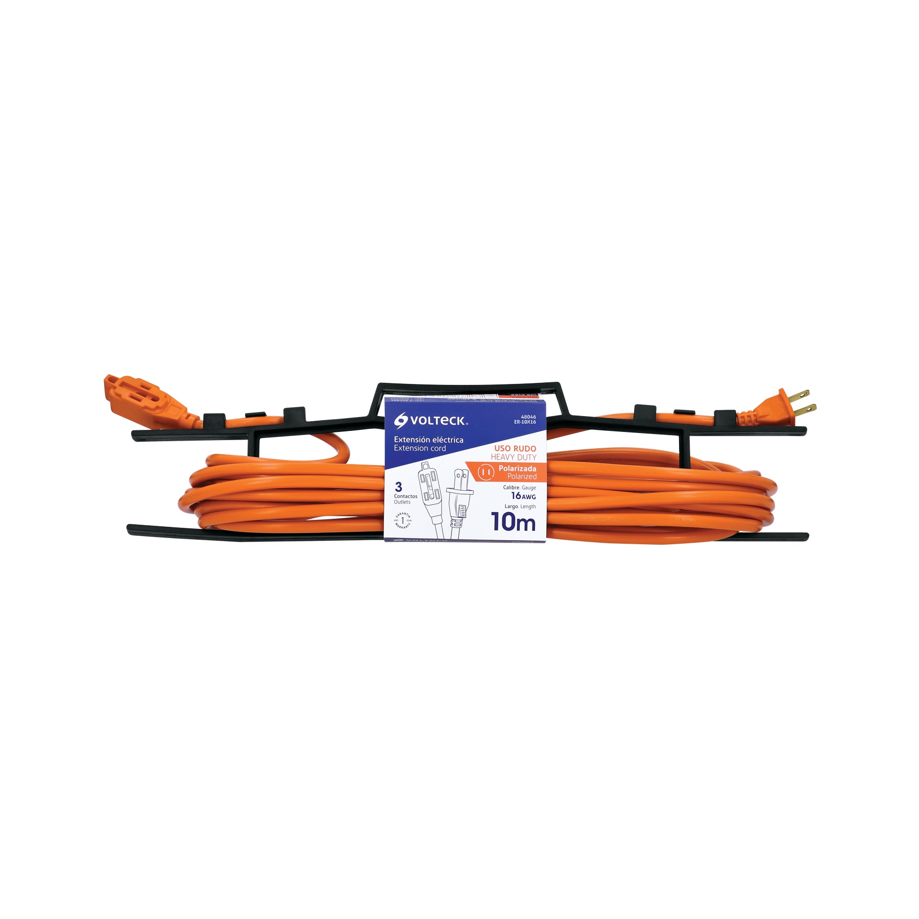 Extensión eléctrica uso rudo, 10 m, calibre 16, Volteck