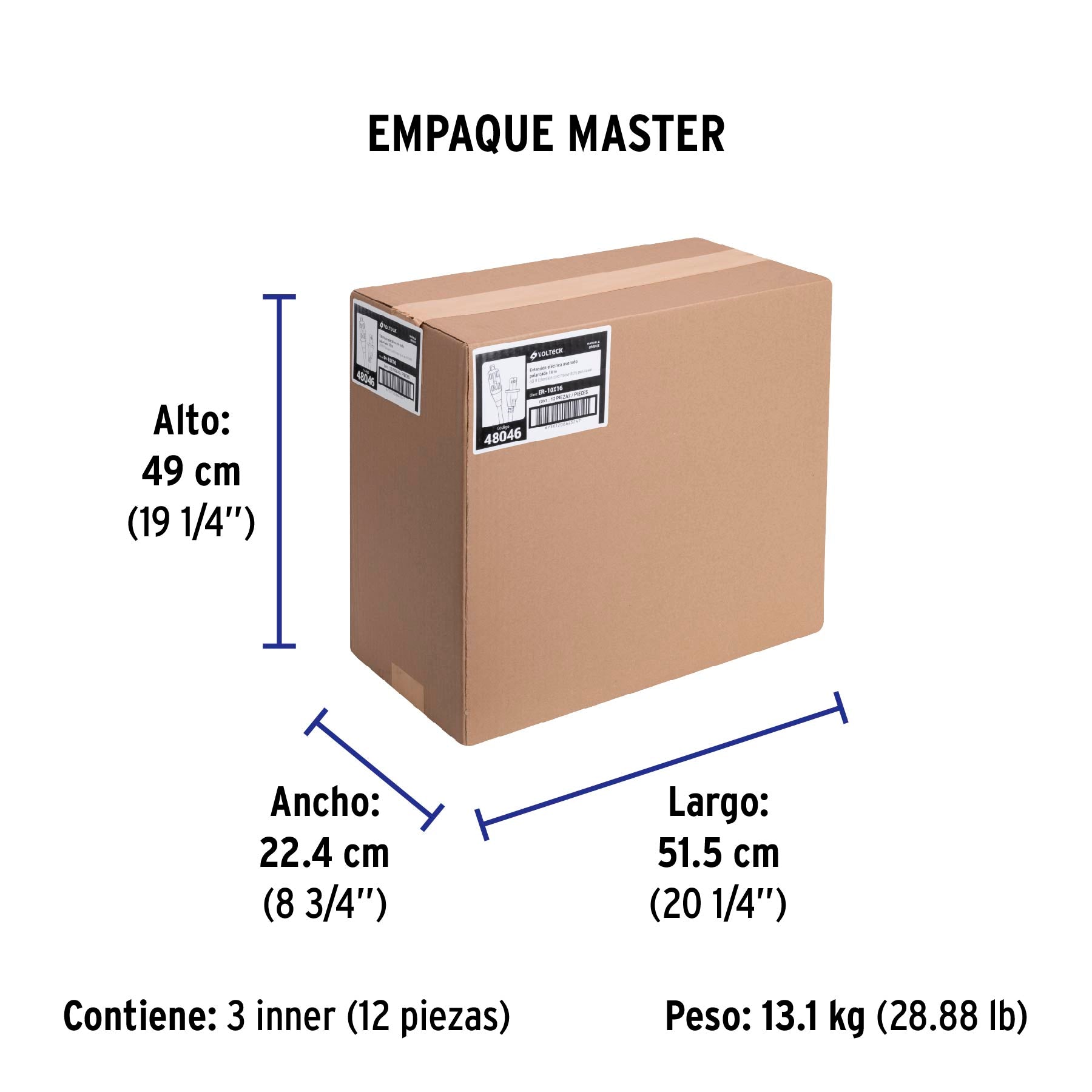 Extensión eléctrica uso rudo, 10 m, calibre 16, Volteck