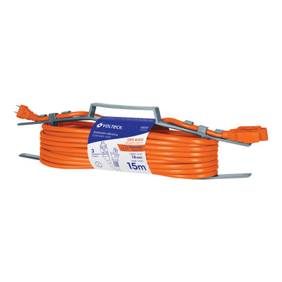 Extensión eléctrica uso rudo, 15 m, calibre 16, Volteck
