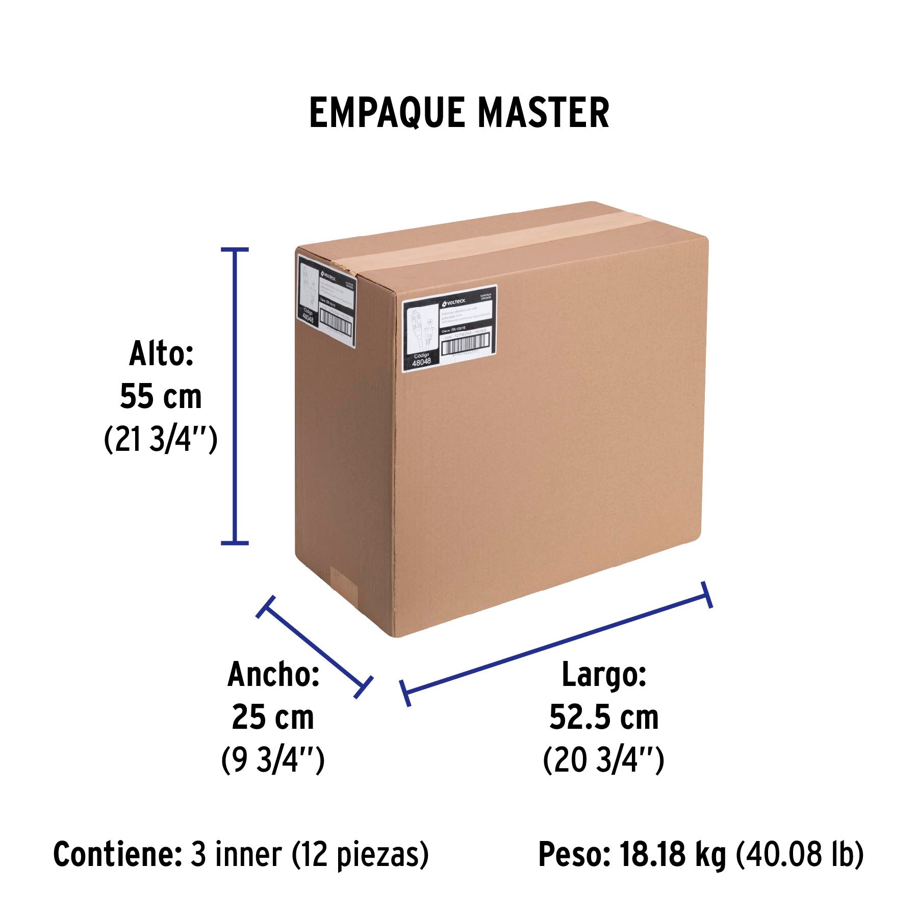 Extensión eléctrica uso rudo, 15 m, calibre 16, Volteck