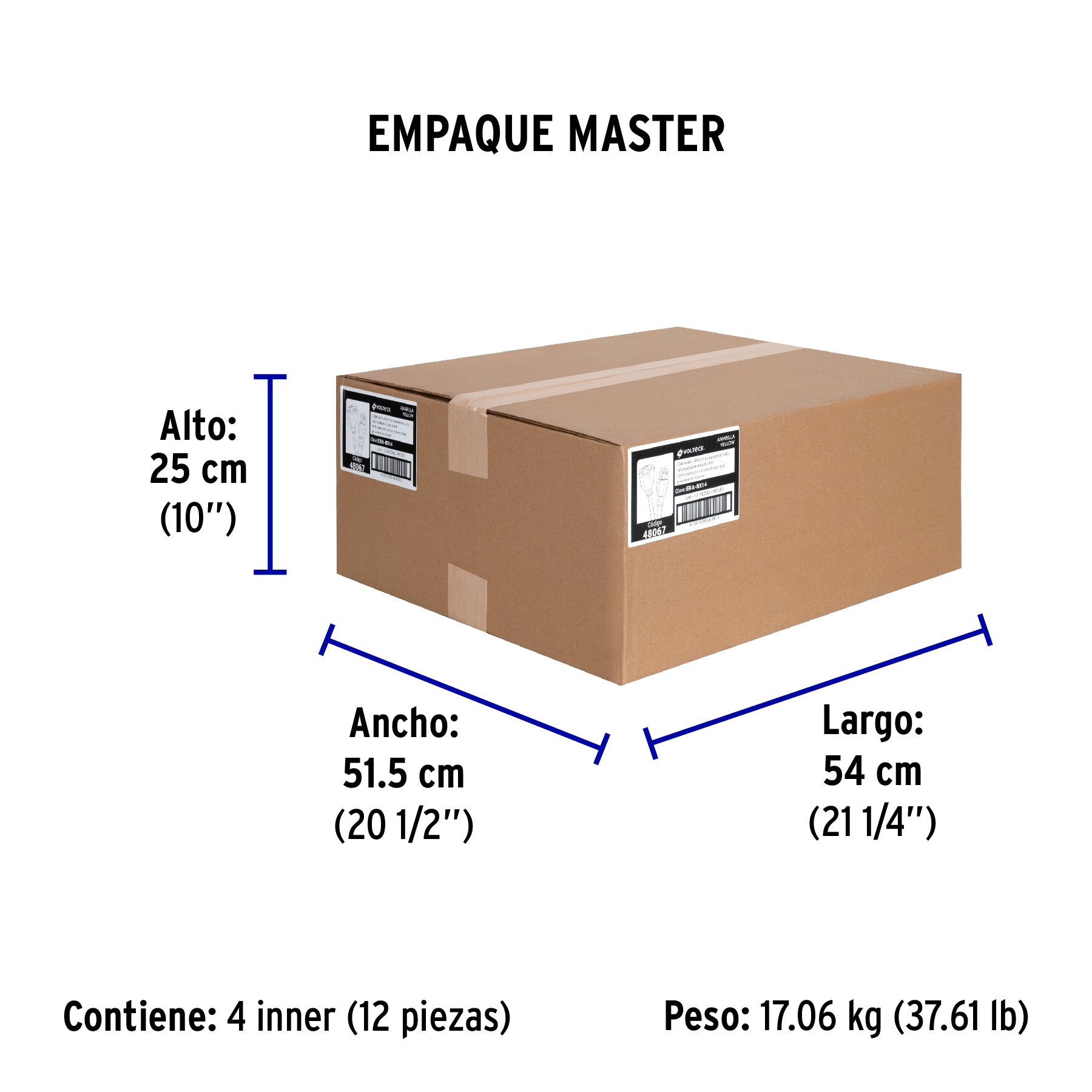 Extensión reforzada, aterrizada, 8 m, calibre 14, Volteck