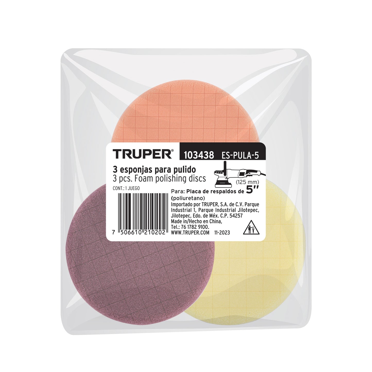 Juego de 3 esponjas para pulir de 5', Truper