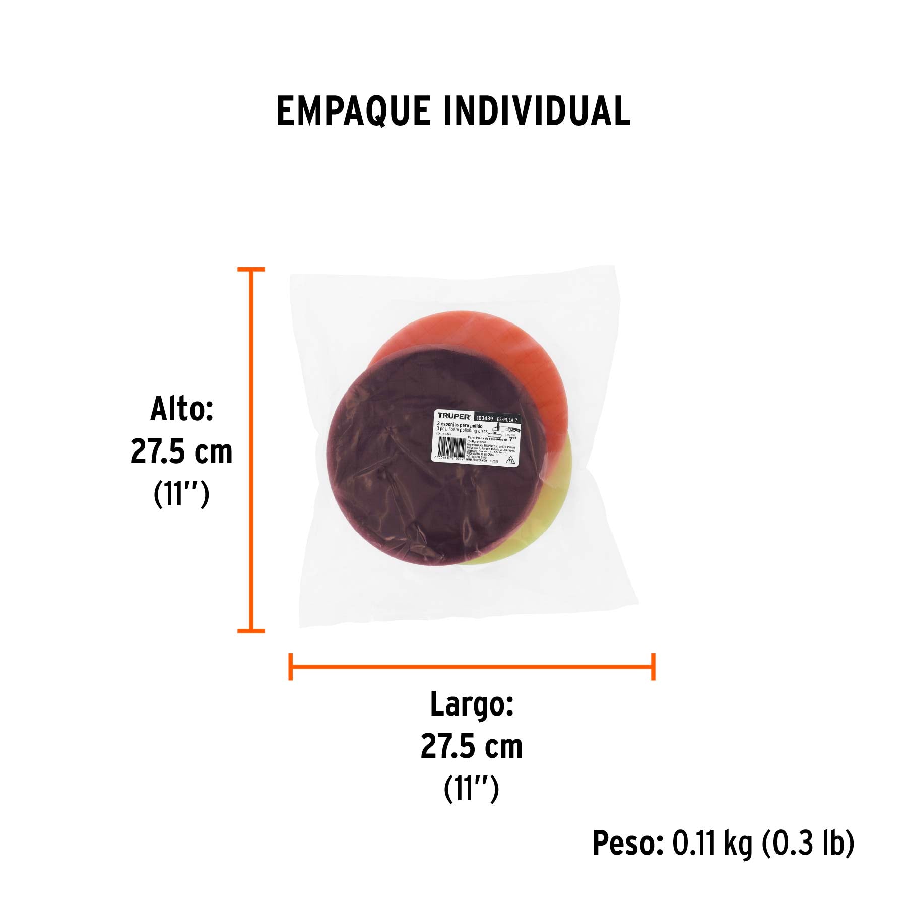 Juego de 3 esponjas para pulir de 7', Truper