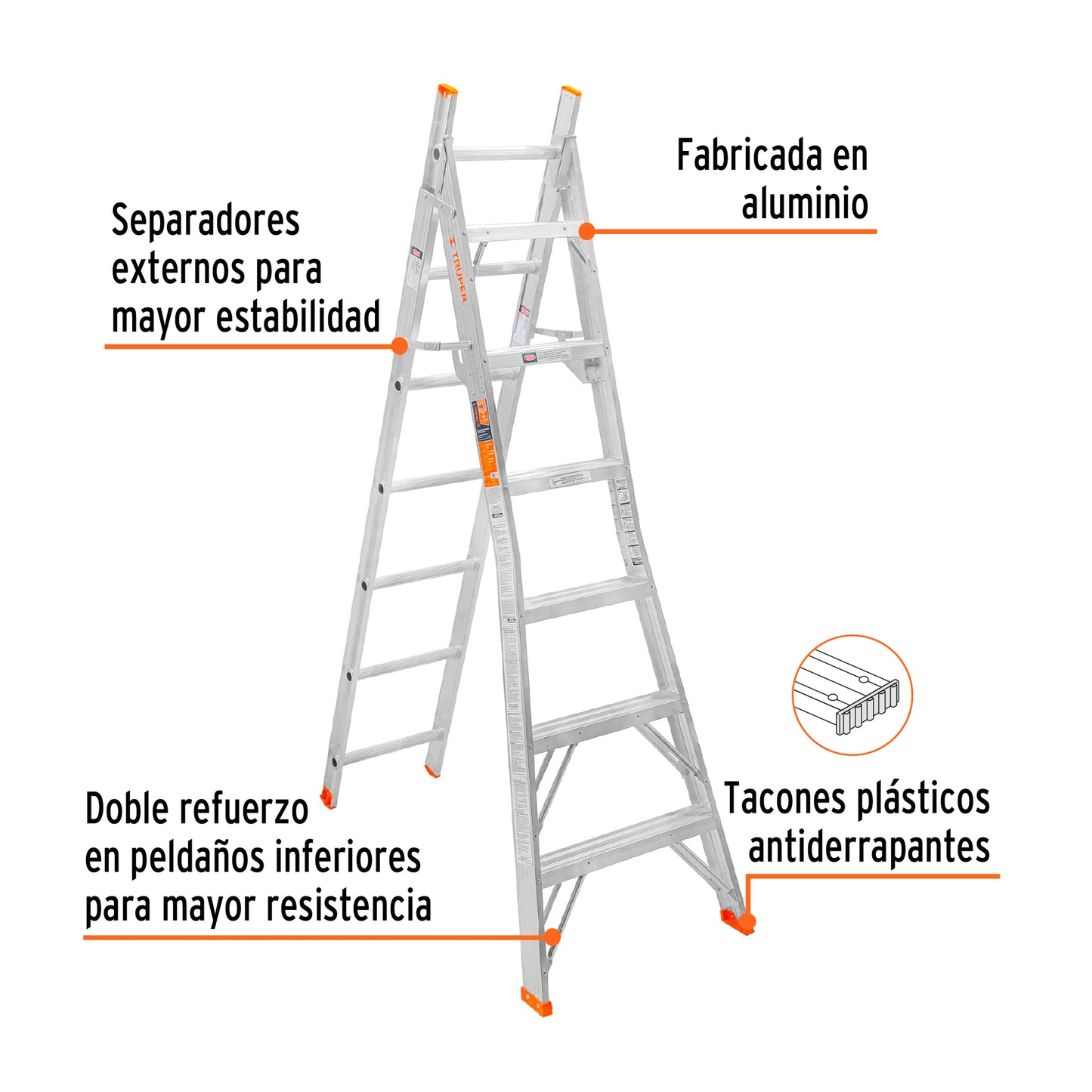 Escalera de combinación, tipo ll, 13 escalones
