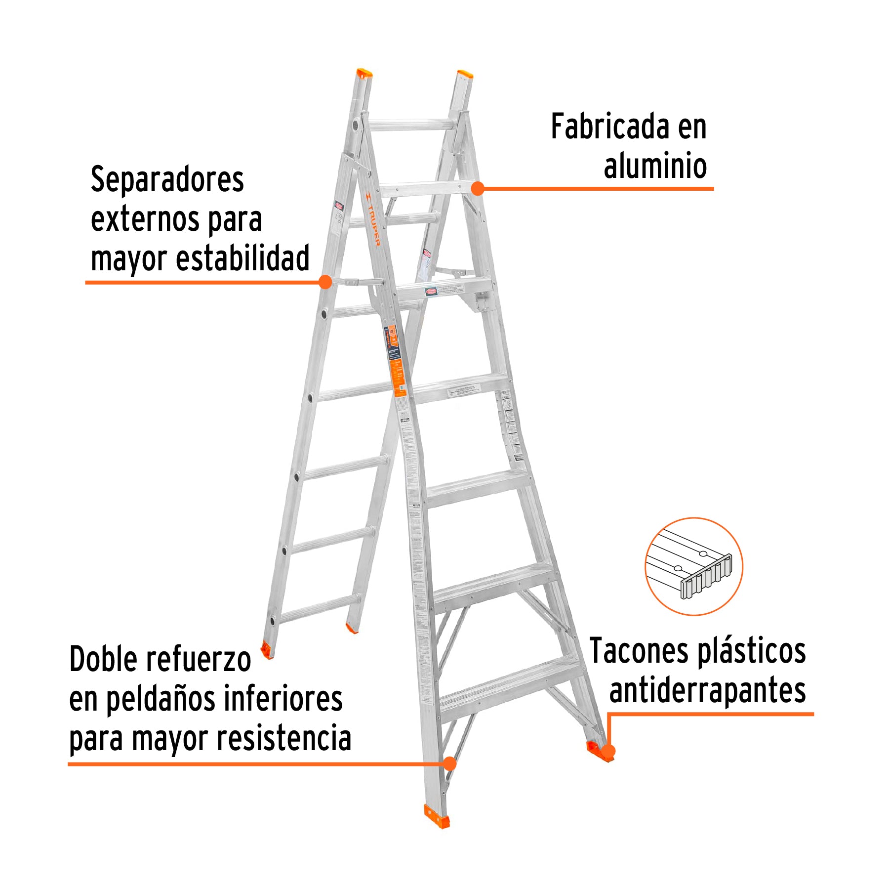 Escalera de combinación, tipo ll, 13 escalones