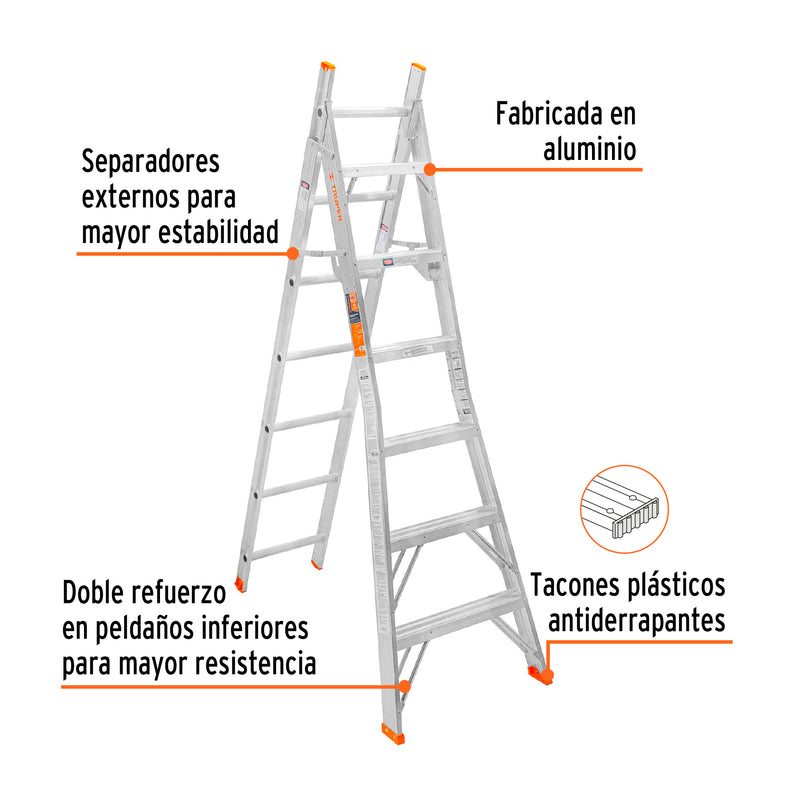 Escalera de combinación, tipo ll, 13 escalones