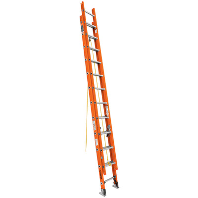 Escalera de extensión, tipo II, 24 peldaños, fibra de vidrio