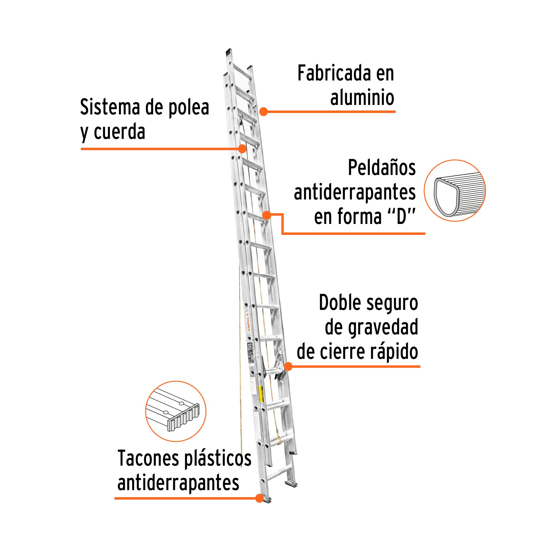 Escalera de extensión, tipo lll, 28 escalones