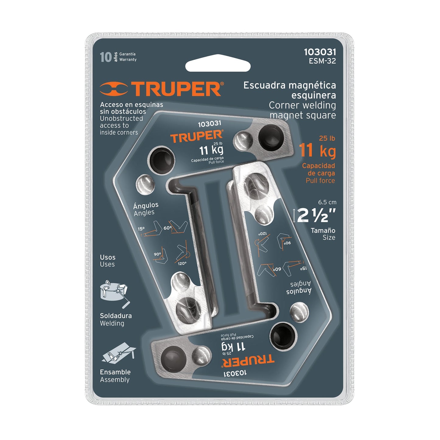 2 Escuadras magnéticas esquineras 3', capacidad 11 kg, Trupe