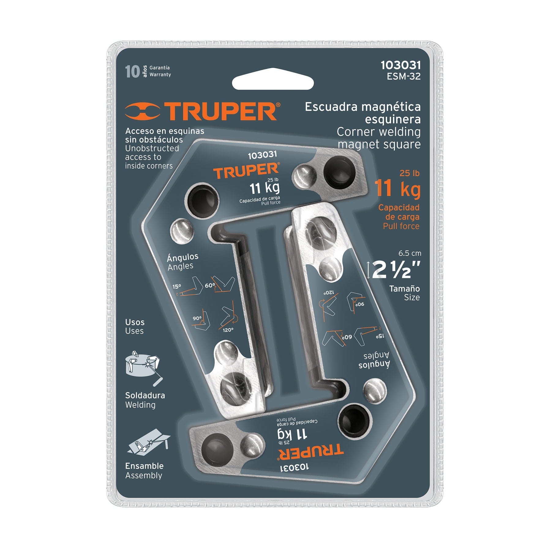2 Escuadras magnéticas esquineras 3', capacidad 11 kg, Trupe