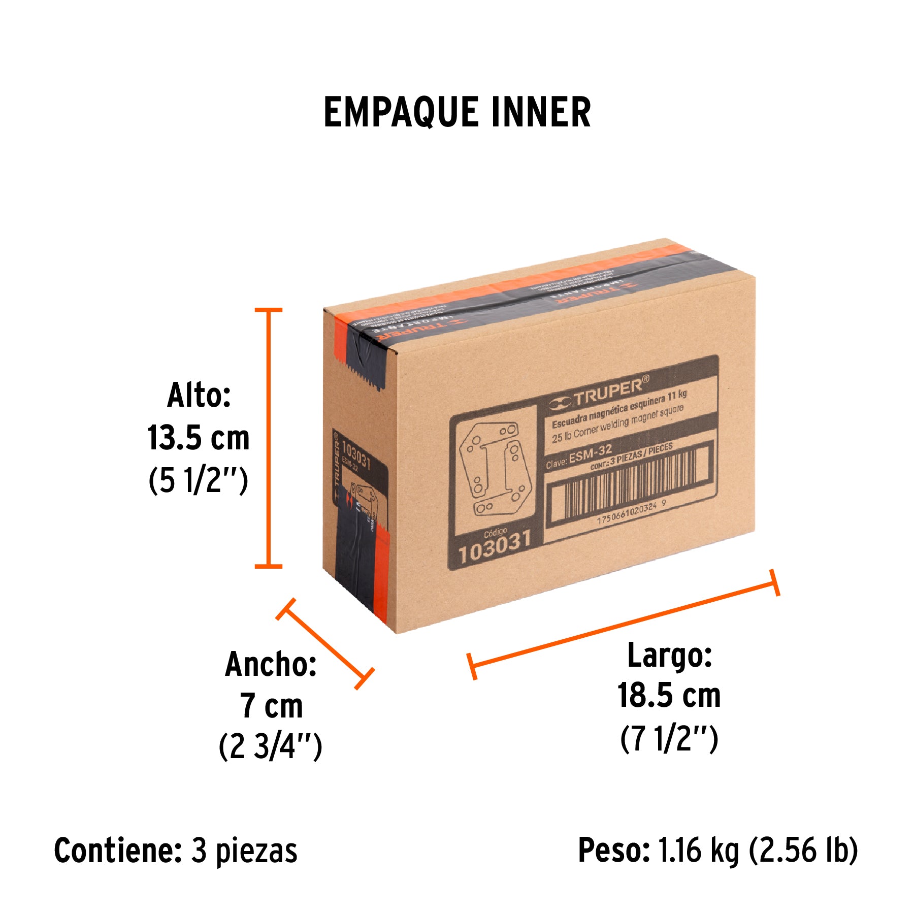 2 Escuadras magnéticas esquineras 3', capacidad 11 kg, Trupe