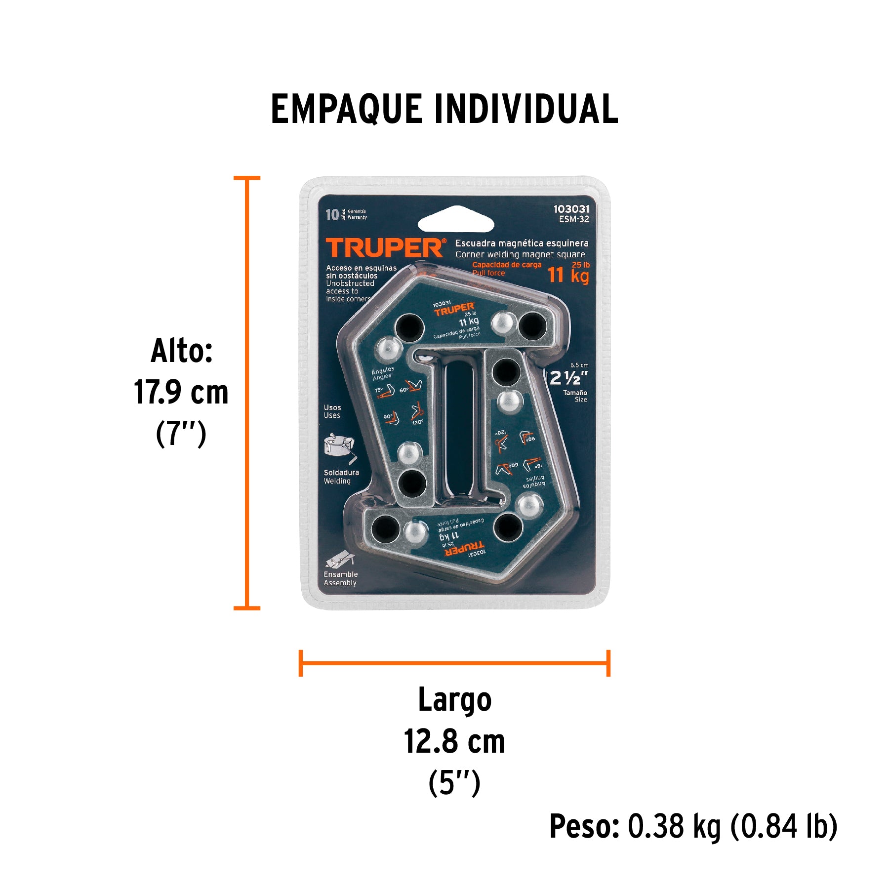 2 Escuadras magnéticas esquineras 3', capacidad 11 kg, Trupe