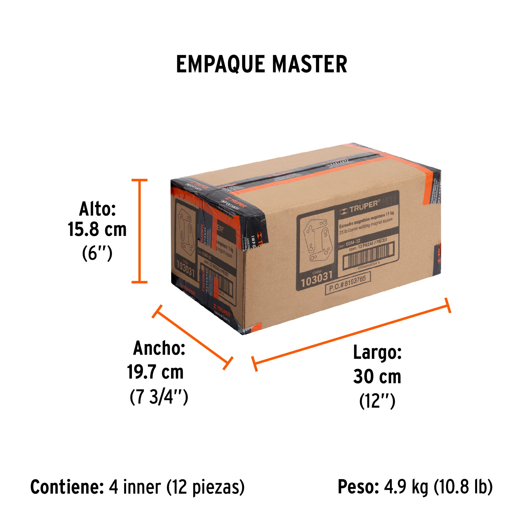 2 Escuadras magnéticas esquineras 3', capacidad 11 kg, Trupe