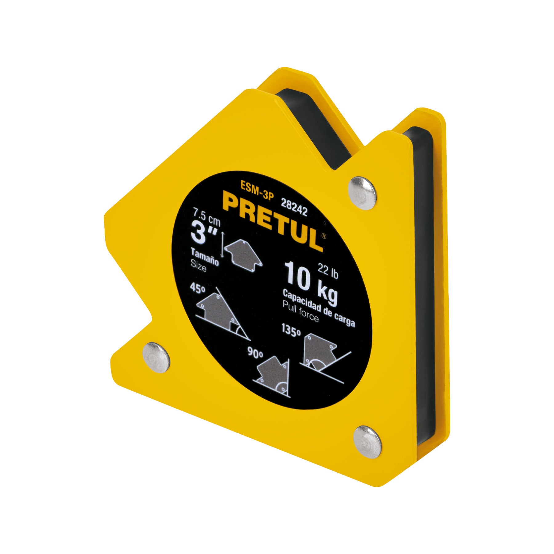Escuadra magnética 3' para soldar, capacidad 10 kg, Pretul