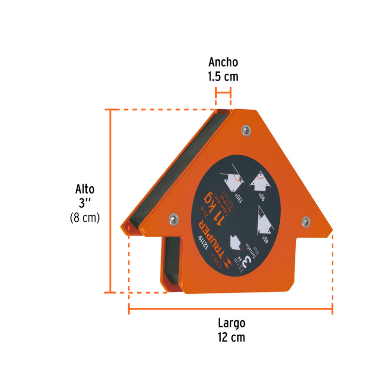 Escuadra magnética para soldar, 3"