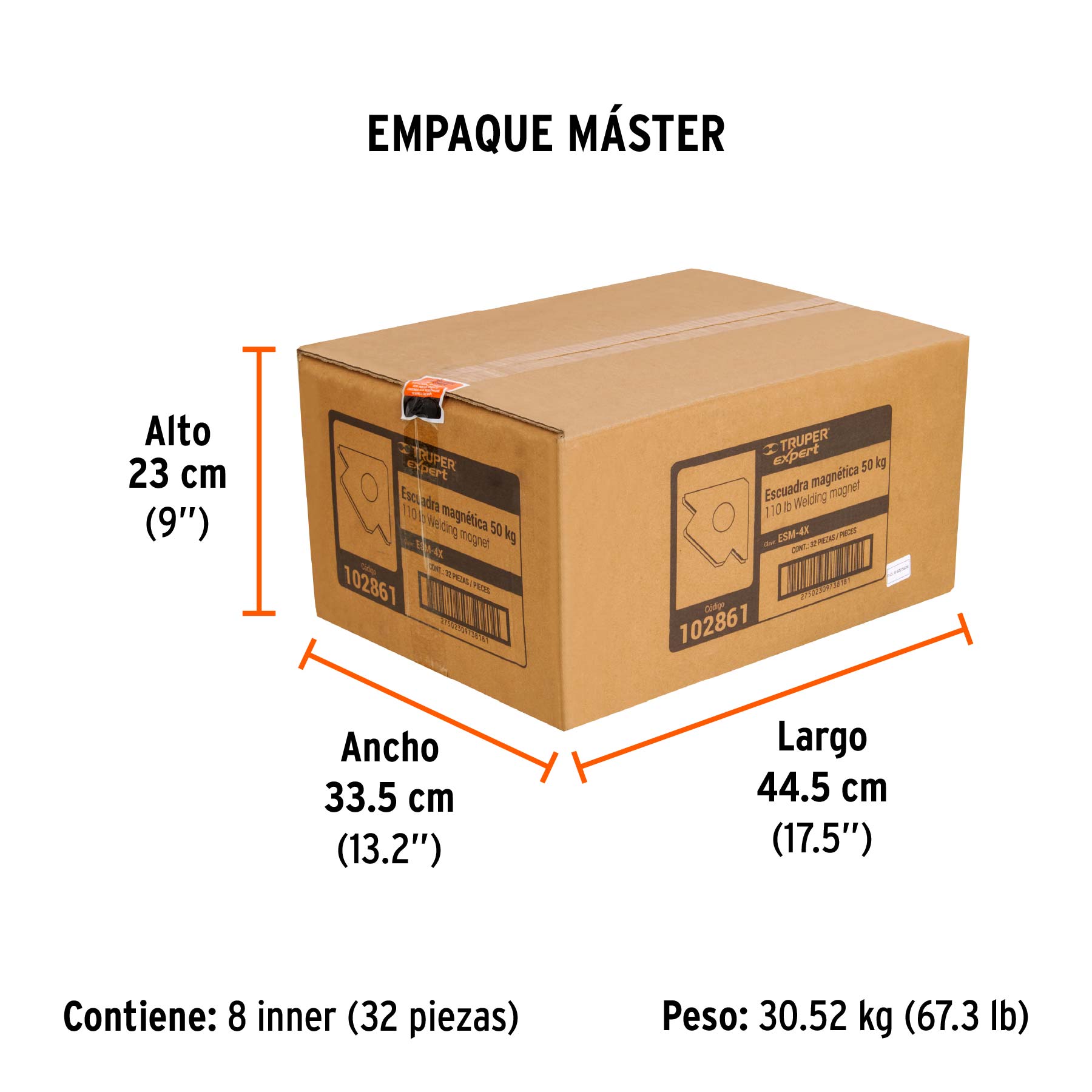 Escuadra magnética 4' para soldar, capacidad 25 kg, Expert