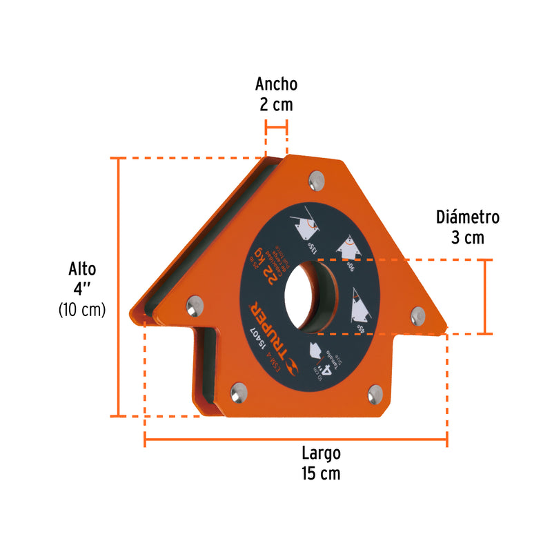 Escuadra magnética para soldar, 4"