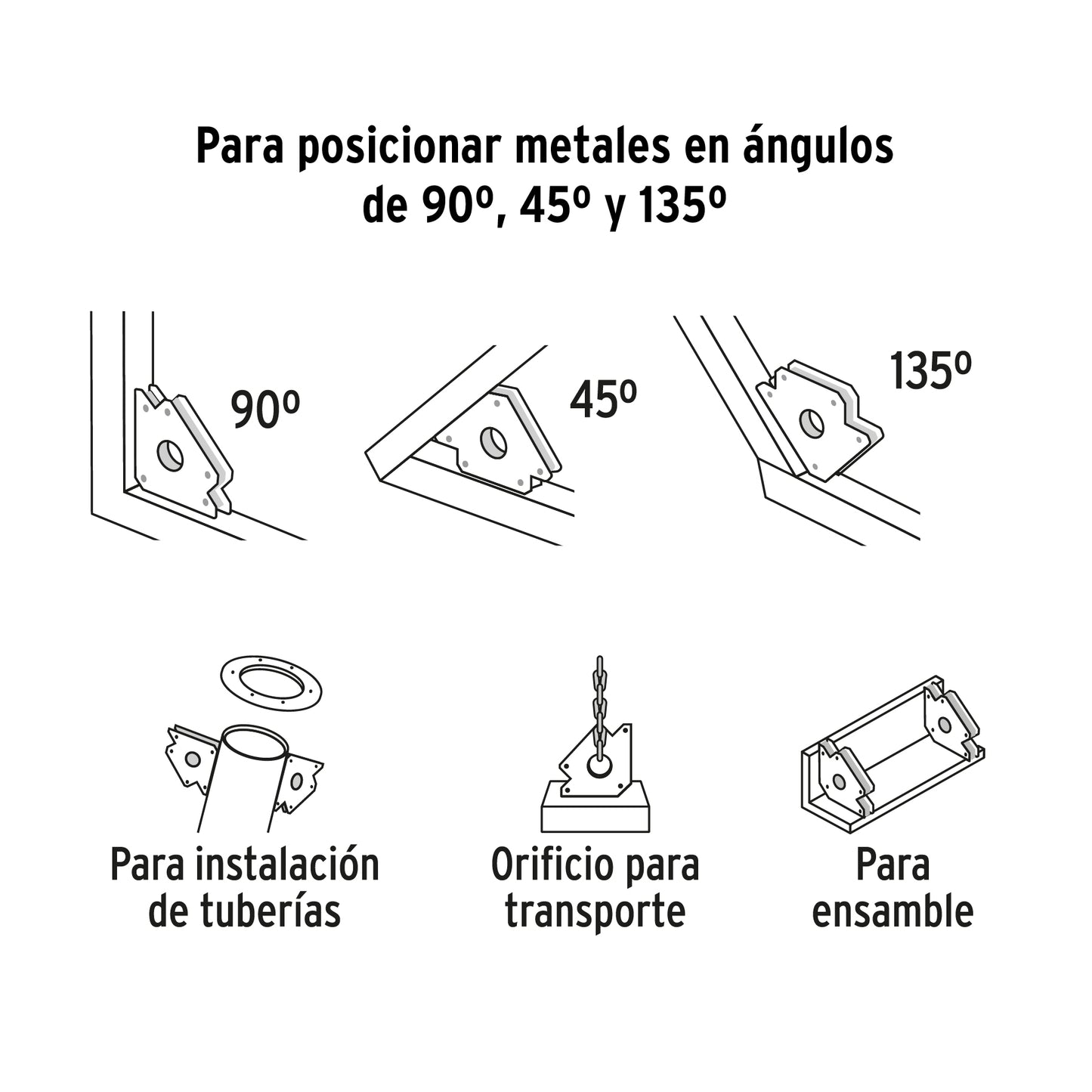 Escuadra magnética 5' para soldar, capacidad 24 kg, Pretul