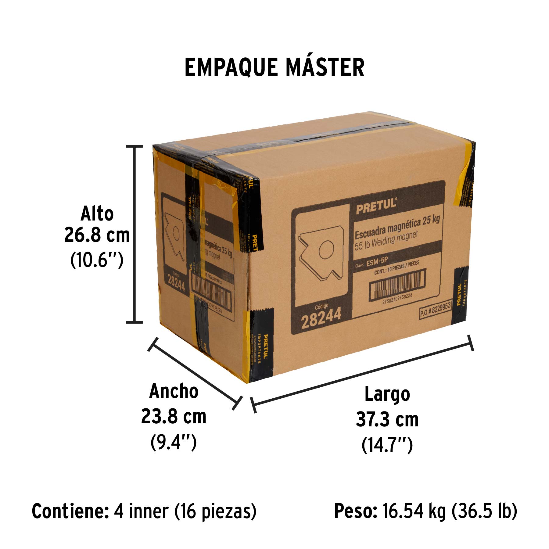 Escuadra magnética 5' para soldar, capacidad 24 kg, Pretul