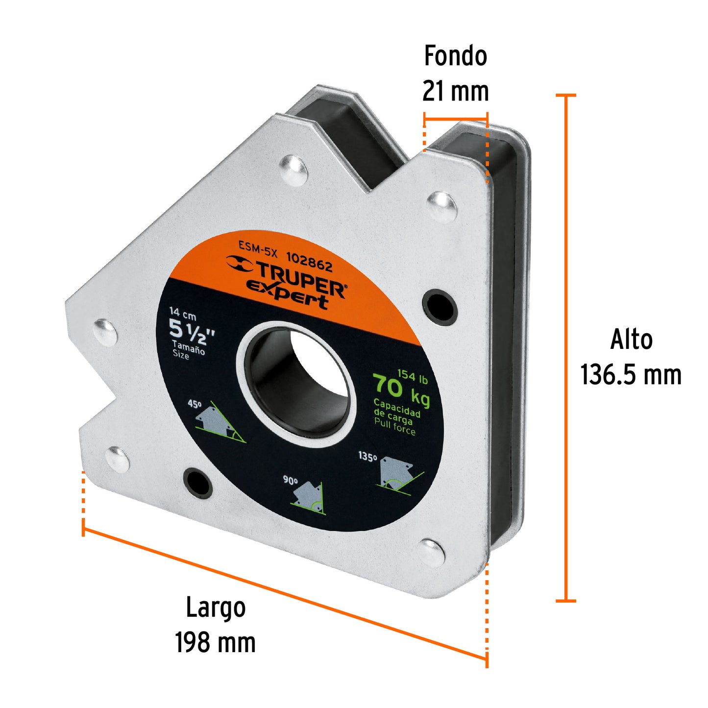 Escuadra magnética 5' para soldar, capacidad 37 kg, Expert